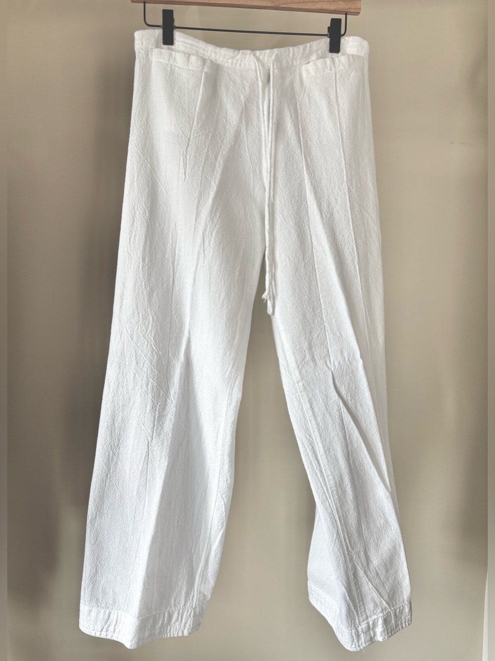 Elan White 100% Cotton Pants with Drawstring tie, Medium